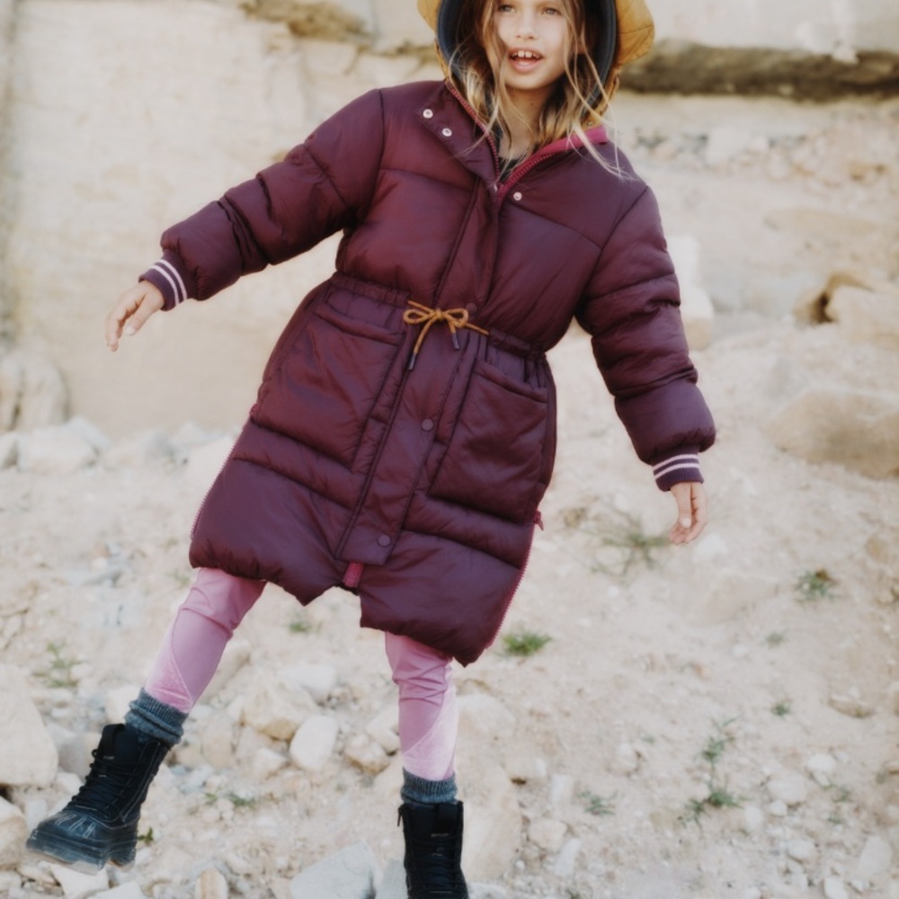 Zara Burgundy Puffer Coat for Kids